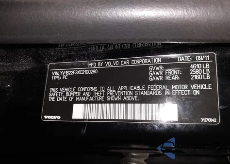 2012 Volvo S60 T5 z USA, uszkodzony, nr VIN YV1622FSXC2100280